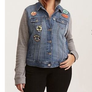 Torrid Blue Jean Jacket with Gray Sleeves